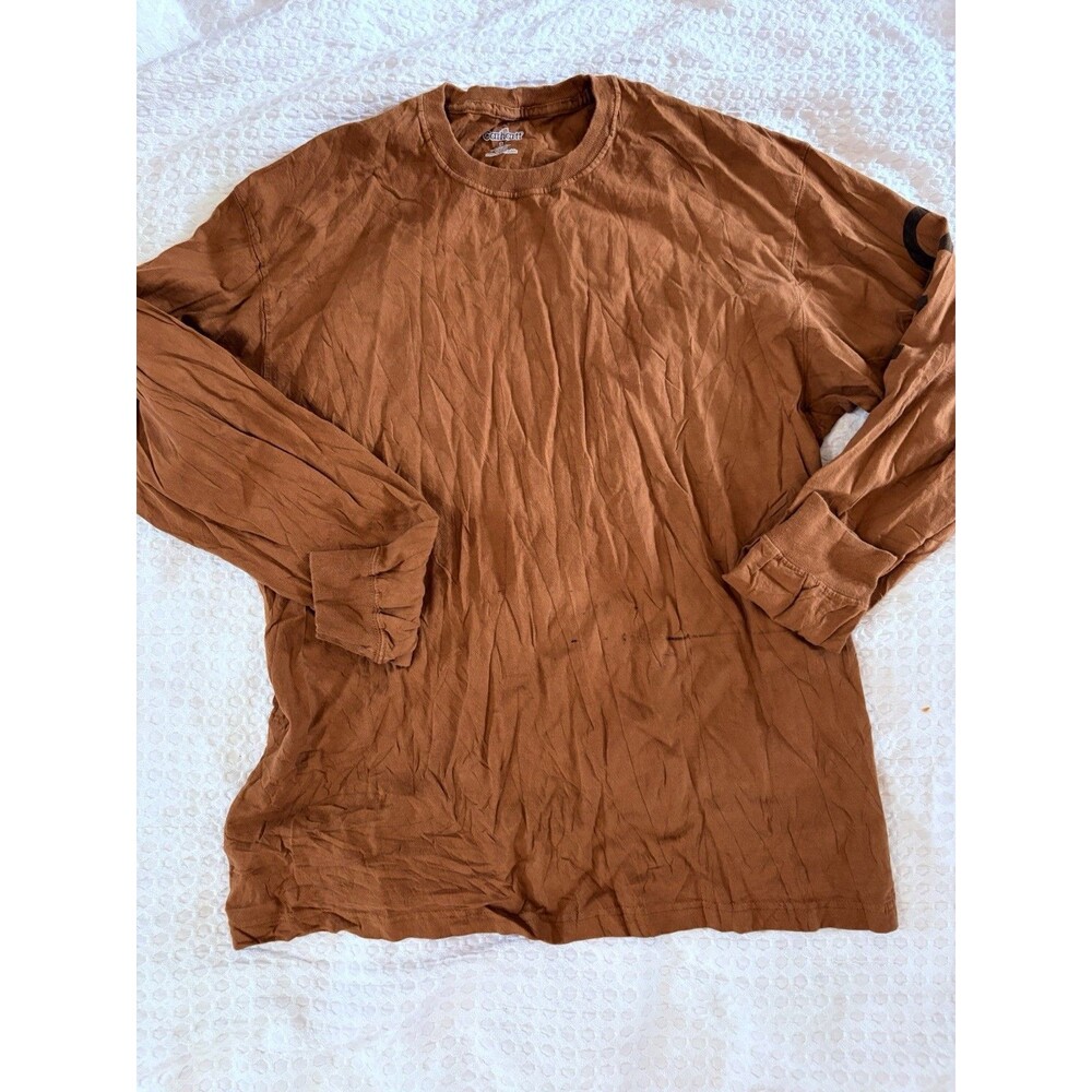 Men’s Carhartt Large Logo Long Sleeve Short With Pockets Tan